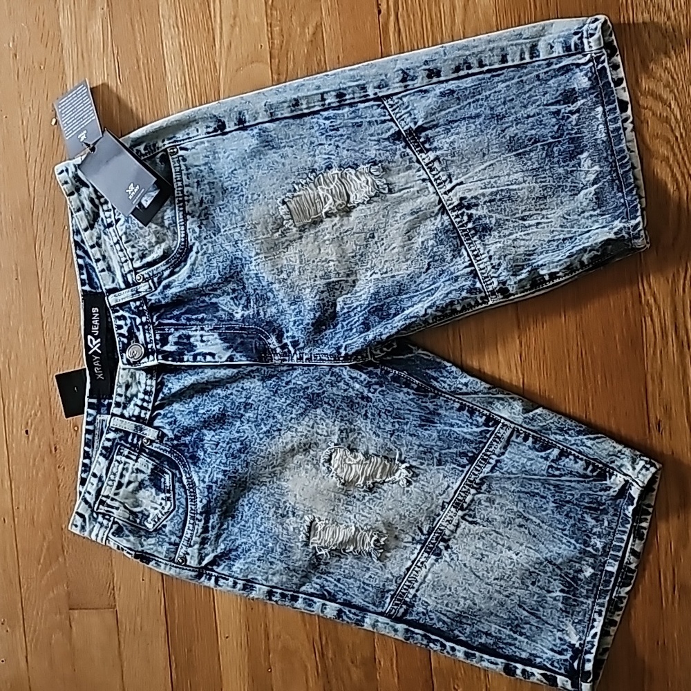 XRay Tie DyeDistressed Jean Shorts Mens Size 32" Waist X 12" Inseam Length NWT